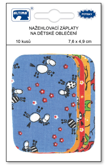 Nažehľovacie záplaty s potlačou malé 10 ks - koníci modrí + mix